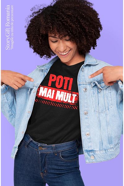 StoryGift Romania Tricou Femei cu Mesaj Inspirational Stil Graffiti Stradal Copii Poti Mai Mult Pu,Black_XL