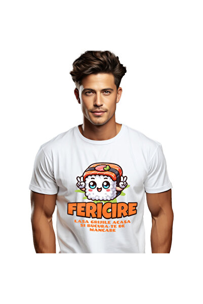 StoryGift Romania Tricou Barbati cu Sushi Vesel Cu Semnul Pace, Mancare Fast ...