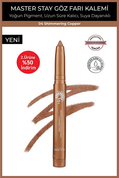 Alix Avien Waterproof 11 Hours Lasting Intensely Pigmented Creamy Eye Pencil Shadow-Master Stay 04 Shimmering Copper