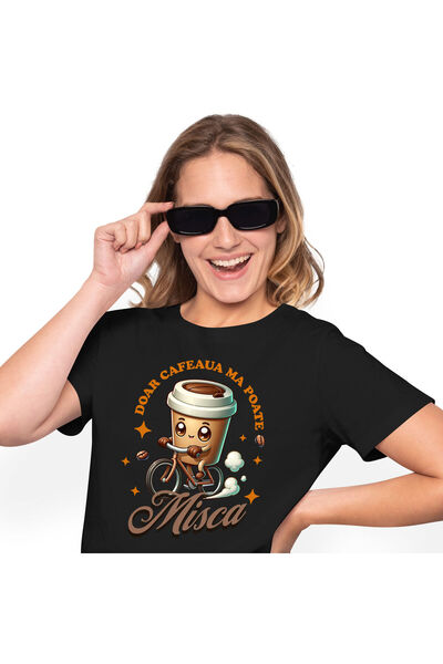 StoryGift Romania Tricou Femei cu Pahar De Cafea Cu Capac Pe Bicicleta Supere...