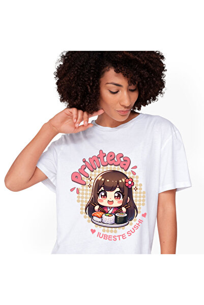 StoryGift Romania Tricou Femei cu Fata Asiatica Cu Par Brunet Si Breton Manca...