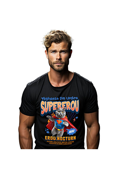 StoryGift Romania Men's T-Shirt with Strong Bear and Weightlifting Tank Top Superhero Characters Sa,Black_XS