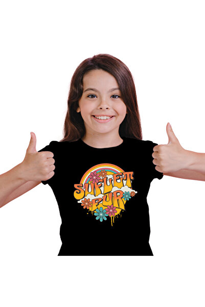 StoryGift Romania Tricou Copii cu Curcubeu Cu Flori Colorate Arta curgatoare,...