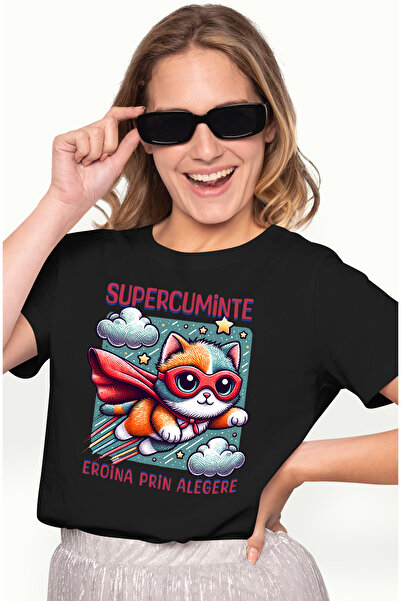 StoryGift Romania Tricou Femei Super Cuminte, SuperErou, Eroina Prin Alegere,...