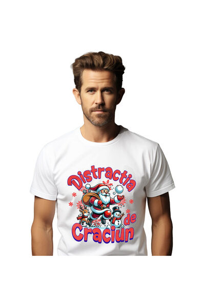 StoryGift Romania Tricou Barbati cu Mos Craciun Bataie Cu Bulgari Ren Om De Z...