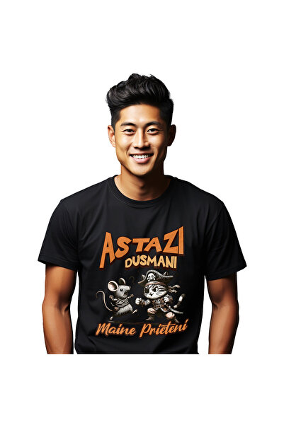 StoryGift Romania Tricou Barbati cu Lupta Soarece Si Motan Pirat Cu Palarie, ...