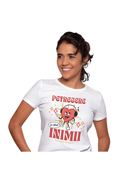 StoryGift Romania Tricou Femei cu Inima Rosie Vesela Cu Casti Audio Dragoste ...