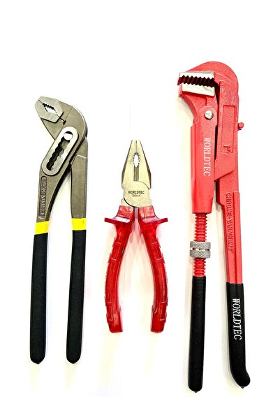 Worldtec 1'' Profesyonel Maşalı Boru Anahtarı + Fort Pense 250 mm + 180 mm Pense
