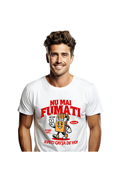 StoryGift Romania Tricou Barbati cu Pachet De Tigari Vesel Semnul Pace Text M...