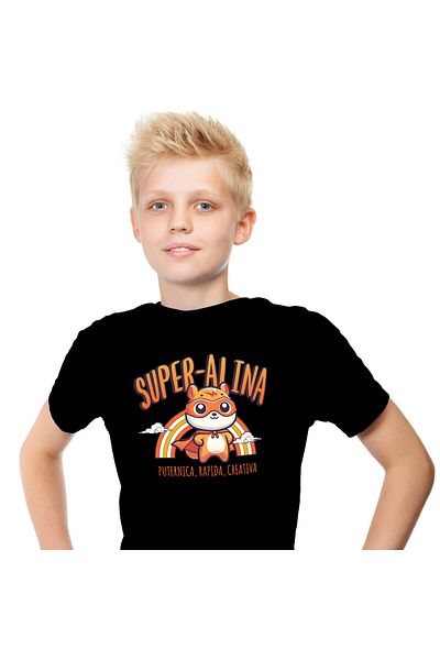 StoryGift Romania Tricou Copii cu Silueat Femeie pozitie Yoga Relaxare Meditatie Supereroi Persona,Black_8ANI