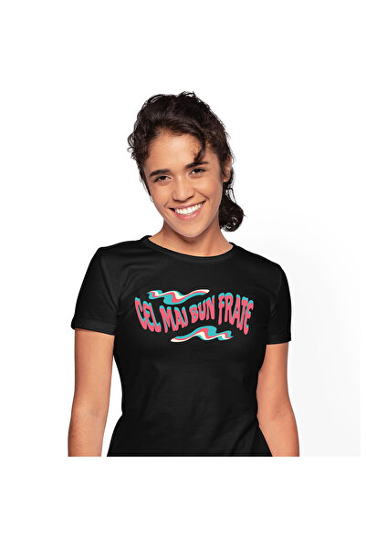 StoryGift Romania Tricou Femei cu Mesaj Colorat Iluzie Optica Text In Limba R...