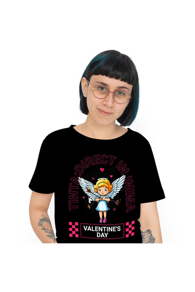 StoryGift Romania Tricou Femei cu Fata Inger Cu Aripi Albe Si Sageti,Tinta In...