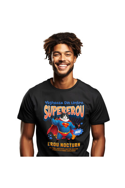 StoryGift Romania Tricou Barbati cu Pisica Cu Muschii Ridicand Greutati Super...