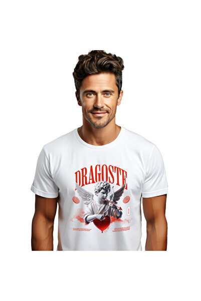 StoryGift Romania Tricou Barbati cu Bust Statuie Cu Aripi Arc Cupidon Dragost...