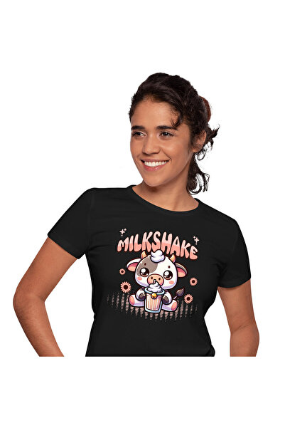 StoryGift Romania Tricou Femei cu Vaca Adorabila Cu Pahar Roz, Bautura Racori...