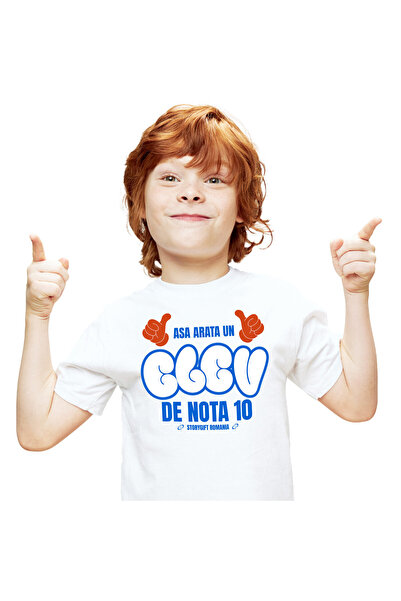 StoryGift Romania Tricou Copii cu Maini Stil Mickey Mouse Scoala De Nota 10 E...