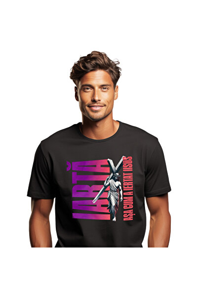 StoryGift Romania Tricou Barbati cu Iisus Cu Crucea In Spate Sarbatori Pascal...