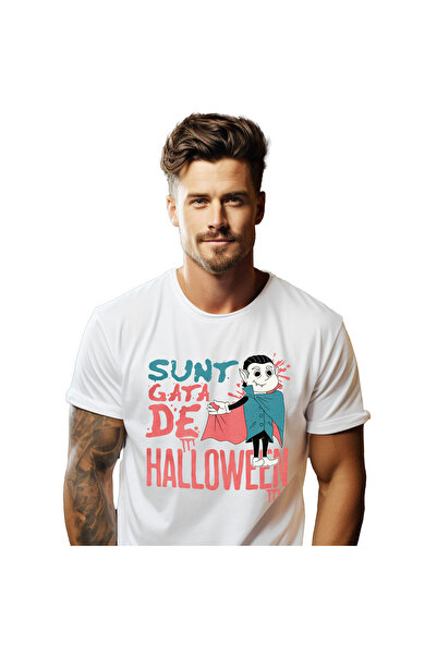 StoryGift Romania Tricou Barbati cu Sileta Dracula Cu Colti Si Capa, Hallowen...
