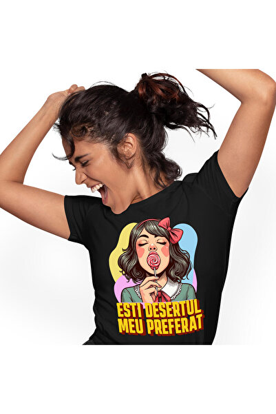 StoryGift Romania Tricou Femei cu Fata Cu Funda Rosie Si Acadea Atragatoare Dragoste Valentine's D,Black_L