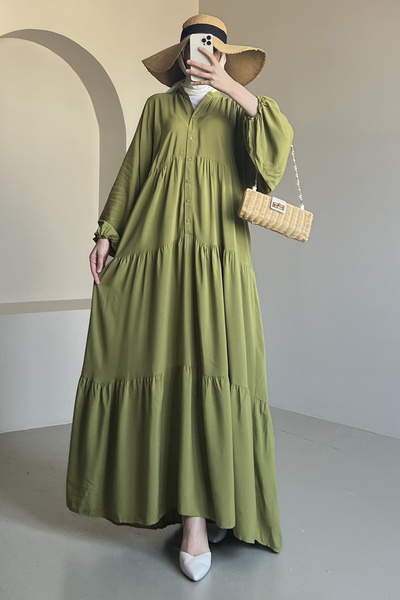 SaklıButik Φόρεμα Nurane Bohemian με μισό κουμπί