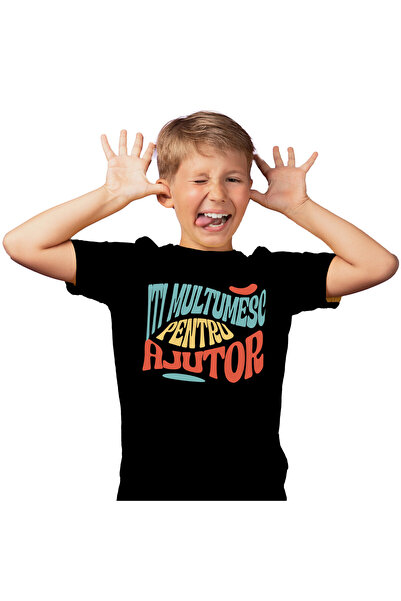 StoryGift Romania Tricou Copii cu Mesaj Colorat Cu Stil Valurile Marii Multic...