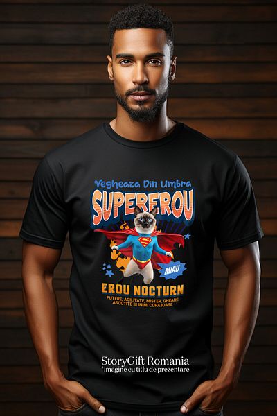 StoryGift Romania Tricou Barbati cu Jucator Profesionist De Baschet Legare Siret Supereroi Persona,Black_S