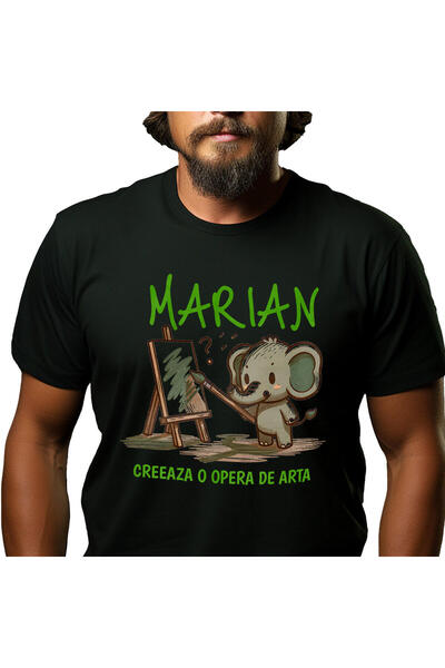 StoryGift Romania Tricou Barbati cu Elefant Pui Artistic Cu Pensula Pictura S...