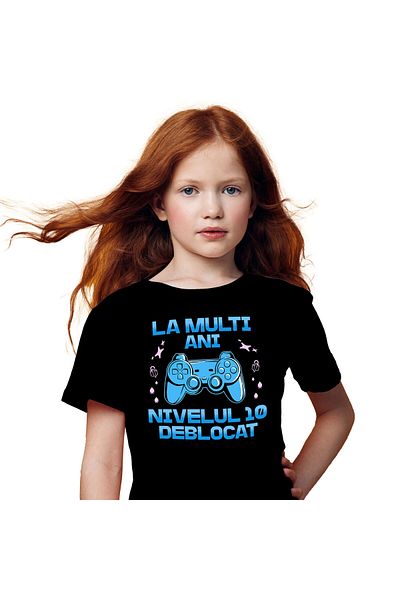 StoryGift Romania Kids T-Shirt with Video Game Controller Digital World, Gamer, Kids, Computer with Print, Black_6ANI