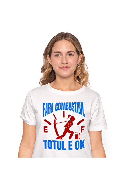 StoryGift Romania Tricou Femei cu Semn Bord Nivel Combustibil Fata Tragand Sf...