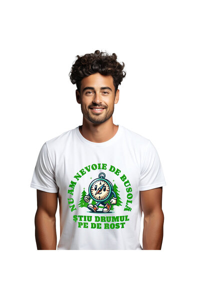 StoryGift Romania Tricou Barbati cu Busola Animata mergatoare Intre Brazi Ver...