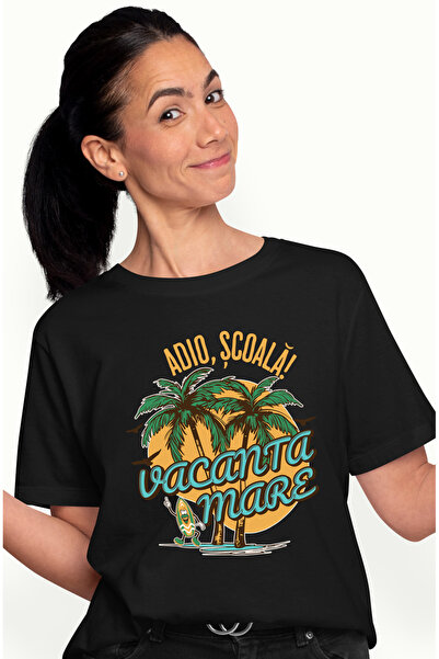 StoryGift Romania Tricou Femei Vacanta mare! Adio, școala! insula tropicala c...