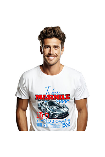 StoryGift Romania Tricou Barbati cu Masina Lux Moderna Pentru Curse Supereroi...