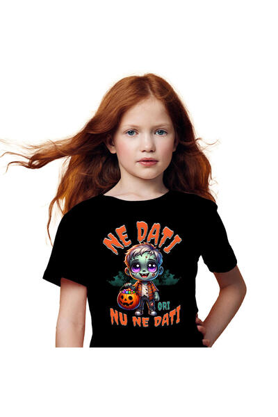 StoryGift Romania Tricou Copii cu Zombie La Colindat Cu Dovleac Cu Dulciuri C...