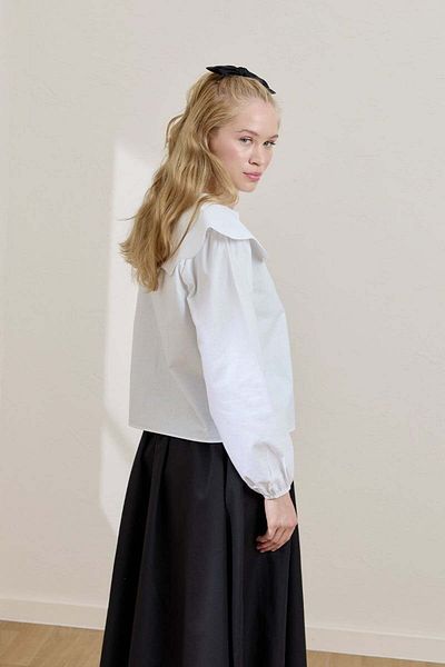 Ceylan Otantik Λευκό πουκάμισο με γιακά Daisy Crop