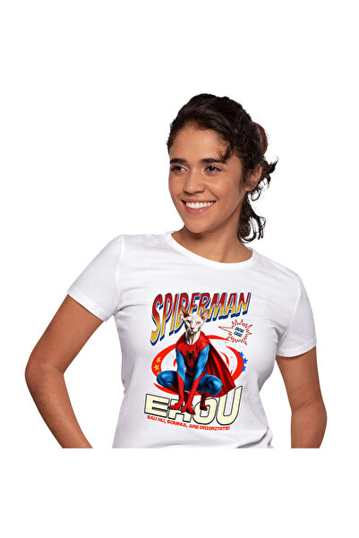 StoryGift Romania Tricou Femei cu Sphynx Pisica In Costum de SpiderMan cu Pel...