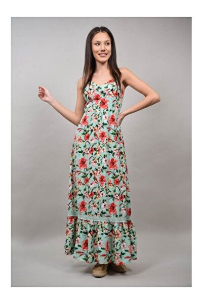 sweet girl ROCHIE BOHO CHIC LUNGA FLORALA CU BRETELE SUBTIRI BEINETTE Verde S-M