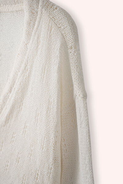 Panço Baby Girl Perforated Knitwear Knitted Ecru Cardigan