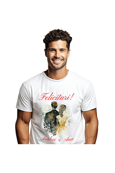 StoryGift Romania Tricou Barbati cu Arta Stil Pictura Ziua Nuntii Cuplu Mire ...