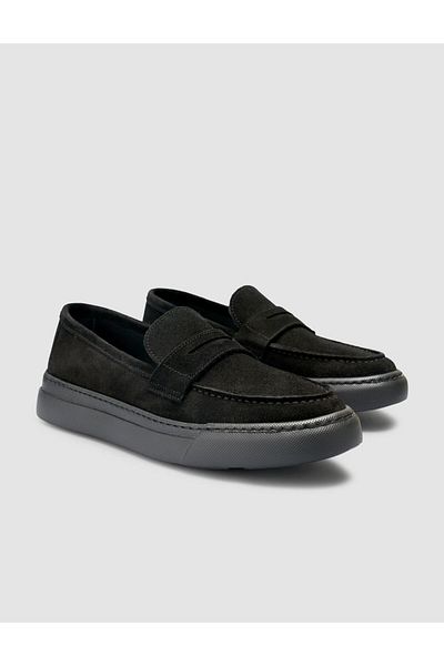 Cabani 100% Genuine Leather Black Suede Men's Loafer