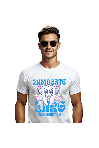 StoryGift Romania Tricou Barbati cu Dinte Vesel Aratand Semn Ok Dentist Meser...