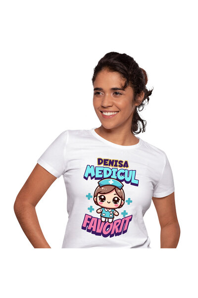 StoryGift Romania Tricou Femei cu Asistenta medicala Cu Tinuta Albastra Pasiu...