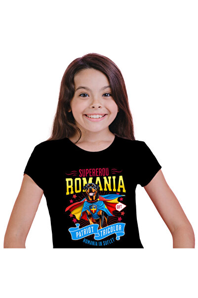 StoryGift Romania Tricou Copii cu Rottweiler Caine In Costum de Capitan Roman...
