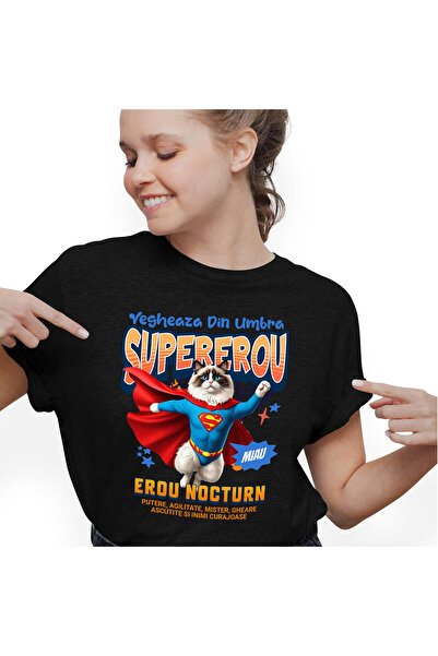 StoryGift Romania Tricou Femei cu Animal Lenes Gras Alergand Maratonist Incet Haios Supereroi Pers,Black_XL