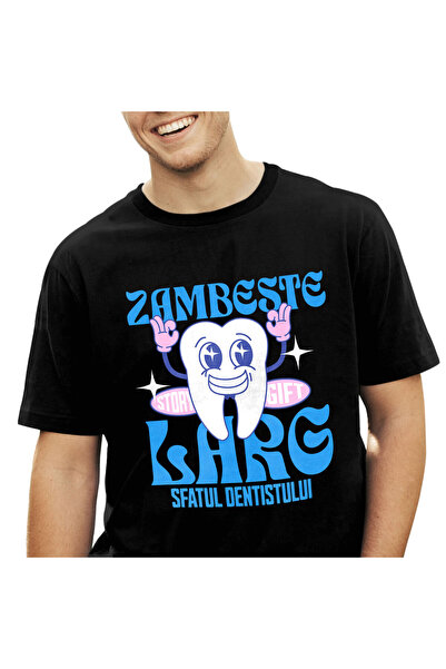 StoryGift Romania Tricou Barbati cu Dinte Vesel Aratand Semn Ok Dentist Meser...
