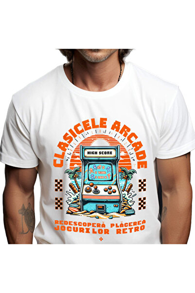 StoryGift Romania Tricou Barbati cu Arcada Vintige Nostalgie Plaja Tropicala ...