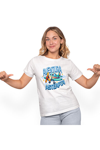 StoryGift Romania Tricou Femei cu Avion Colorat Animat Deasupra norilor, Stel...