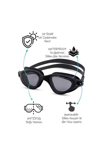Vardem Silicone Swimming Goggles Anti-Fog Uv Filter 1 Piece