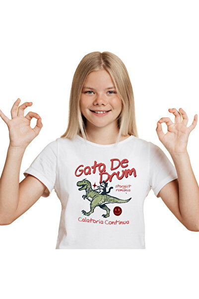 StoryGift Romania Tricou Copii cu Pisica Animal Blanos Calare T-rex Dinozaur ...