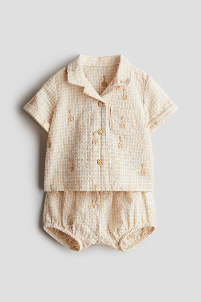 H&M 2 Parçalı ve Pamuklu Gofre Set