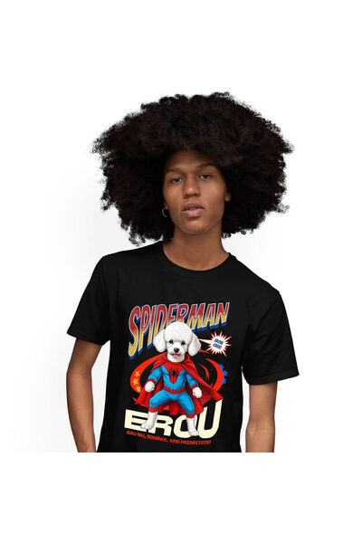StoryGift Romania Tricou Barbati cu Pudel / Poodle Caine In Costum de SpiderM...